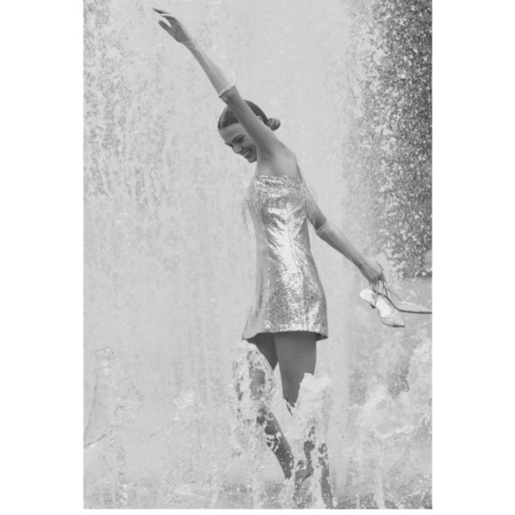 AUDREY ADELE BHLDN ANTHROPOLOGY BLUE SEQUIN DRESS WITH FEATHER TRIM MINI DRESS - Picture 12 of 12